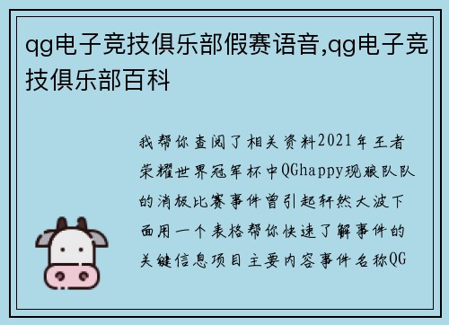 qg电子竞技俱乐部假赛语音,qg电子竞技俱乐部百科